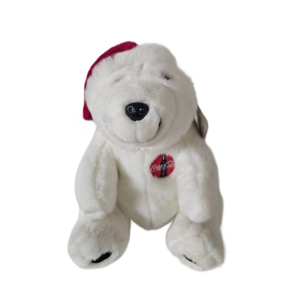 1996 Collectible Coca-Cola Polar Bear Plush - Polar Bear In Santa Hat 10"