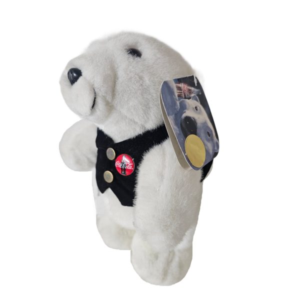 1996 Collectible Coca-Cola Polar Bear Plush - Polar Bear In Black Vest 10"