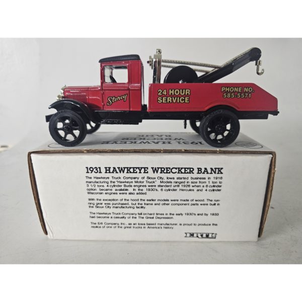 ERTL 1931 Hawkeye Storey Wrecker Tow Truck Die-cast Bank 1:25 Scale