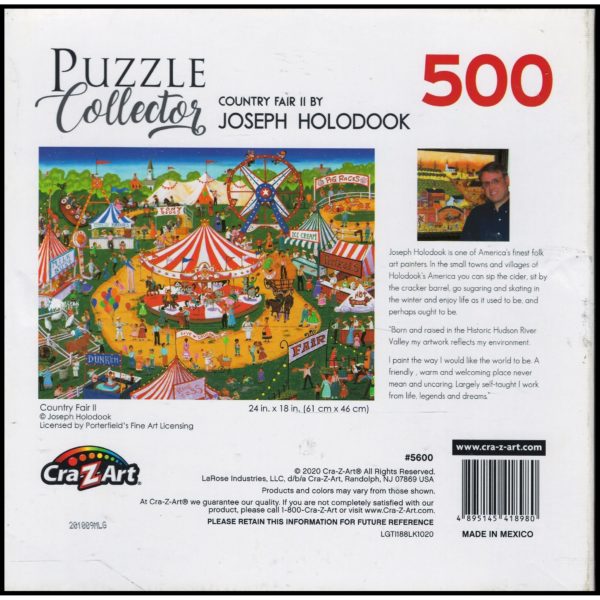 Country Fair II Carousel Pig Races Pony Rides Joseph Holodook 500 Piece Puzzle