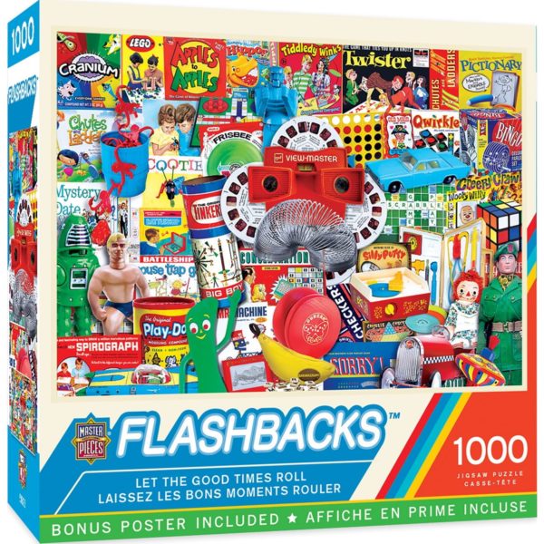 MasterPieces Flashbacks "Let the Good Times Roll"  Retro Toys 1000 Piece Puzzle 19.25" x 26.75"