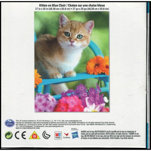 Big Ben "Kitten on a Blue Chair" 1000 Piece Adult Jigsaw Puzzle