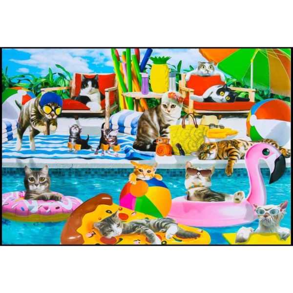 Hapinest Puzzles "Cat Pool Party" 1000 Piece Puzzle