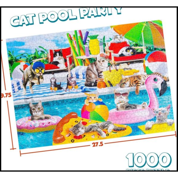 Hapinest Puzzles "Cat Pool Party" 1000 Piece Puzzle