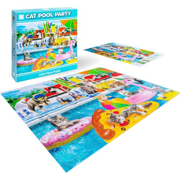 Hapinest Puzzles "Cat Pool Party" 1000 Piece Puzzle