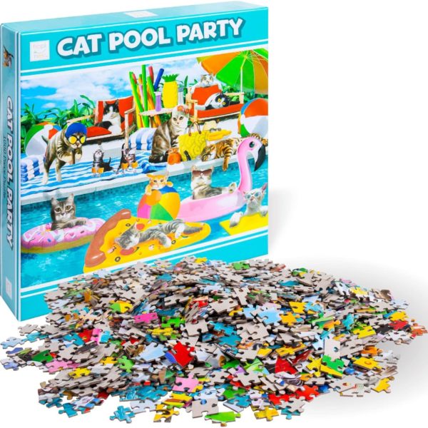 Hapinest Puzzles "Cat Pool Party" 1000 Piece Puzzle