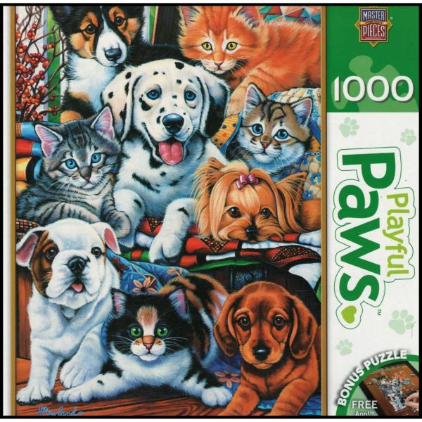 Master Pieces Playful Paws "Hide & Seek" 1000 Piece Jigsaw Puzzle