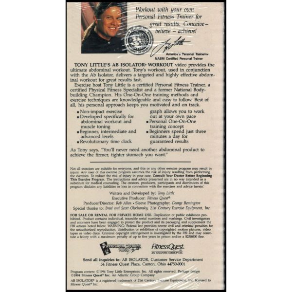 Tony Littles Ab Isolator Workout (VHS Tape)